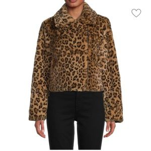 APPARIS Animal Print Faux Fur Moto Jacket